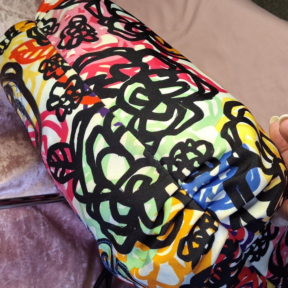 Coach Multicolor Floral Tote with Black Trim - Picture 6 of 12